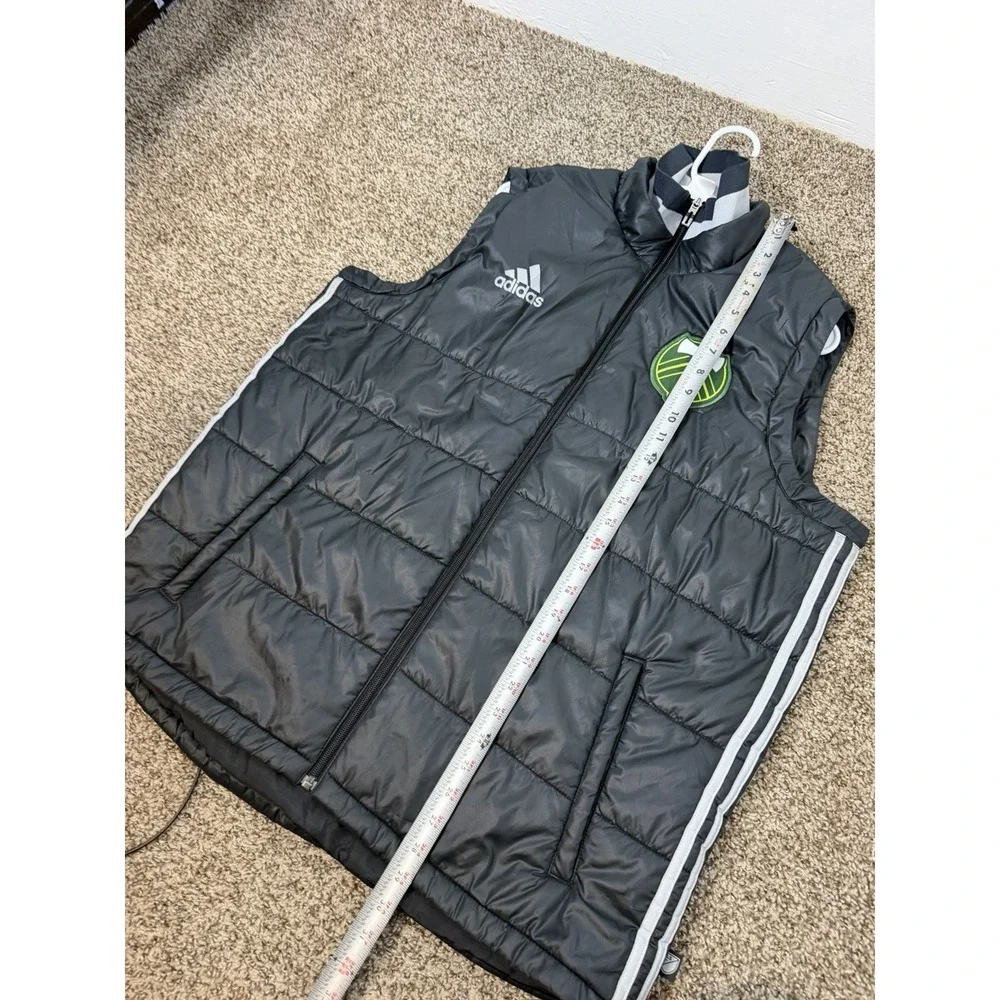 Portland Timbers‎ Adidas MLS Puffer Vest Black Size XL Sleeveless Zip Fan Jacket
